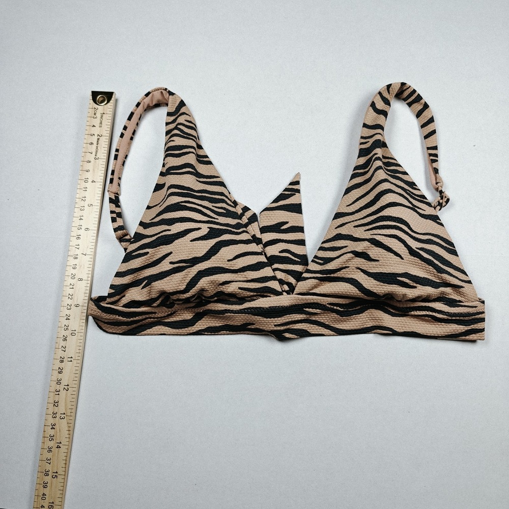 Aerie NWT Zebra Tan Removable Pad Tie Back Bikini Top  Small Adjustable Straps - Picture 3 of 10